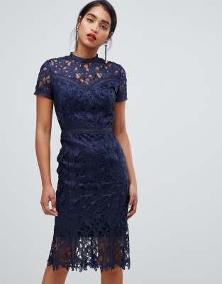 chi chi london lace pencil dress with v neck