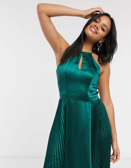 Chi Chi London keyhole satin midi dress in teal