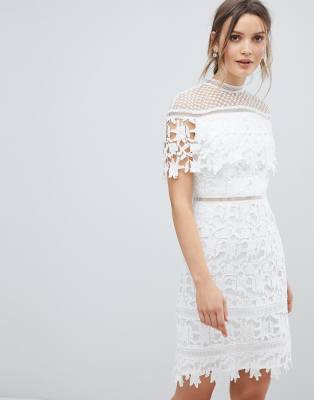 chi chi london lace high neck mini dress
