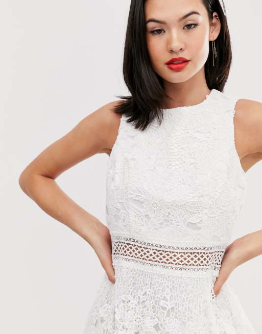 White lace 2024 midi skater dress