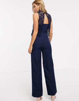 navy overlay jumpsuit