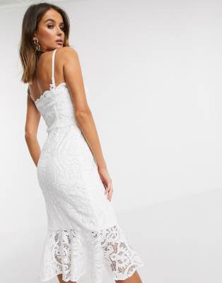 white pephem dress