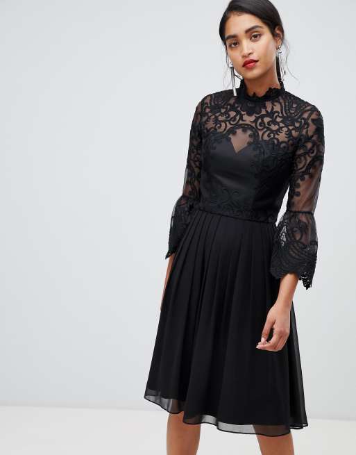 Chi chi london fit 2024 & flare lace dress