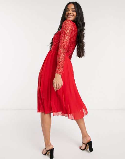 Chi chi london red lace sale dress