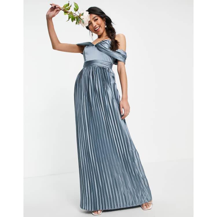 Chi Chi London Lauren satin dress in blue | ASOS