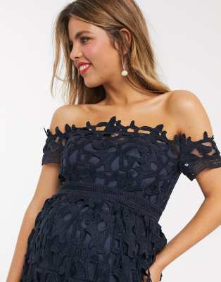 chi chi navy bardot dress