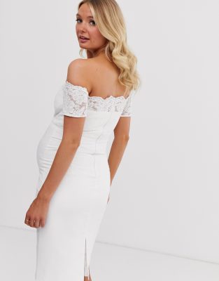 white crochet maternity dress