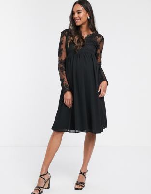 midi dress with sheer sleeves