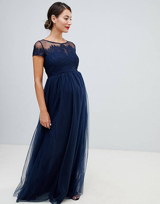 Chi Chi London Maternity maxi dress with cap sleeve | ASOS