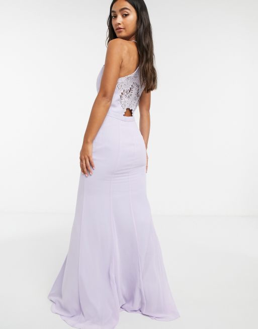 Chi Chi London - Maxi jurk met kanten achterkant in lila, 3 van 4