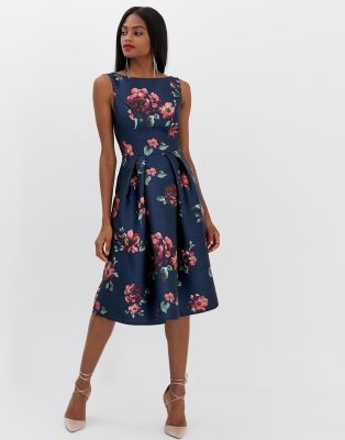 floral navy midi dress