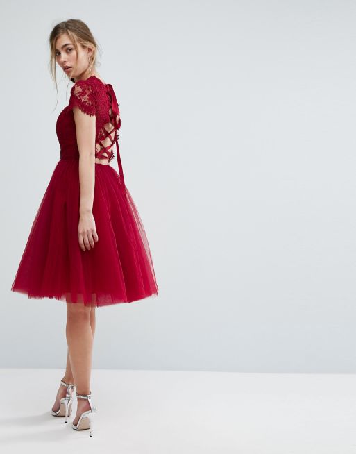 Chi Chi London – Midikleid aus Tüll mit Schnürung hinten, 4 von 4