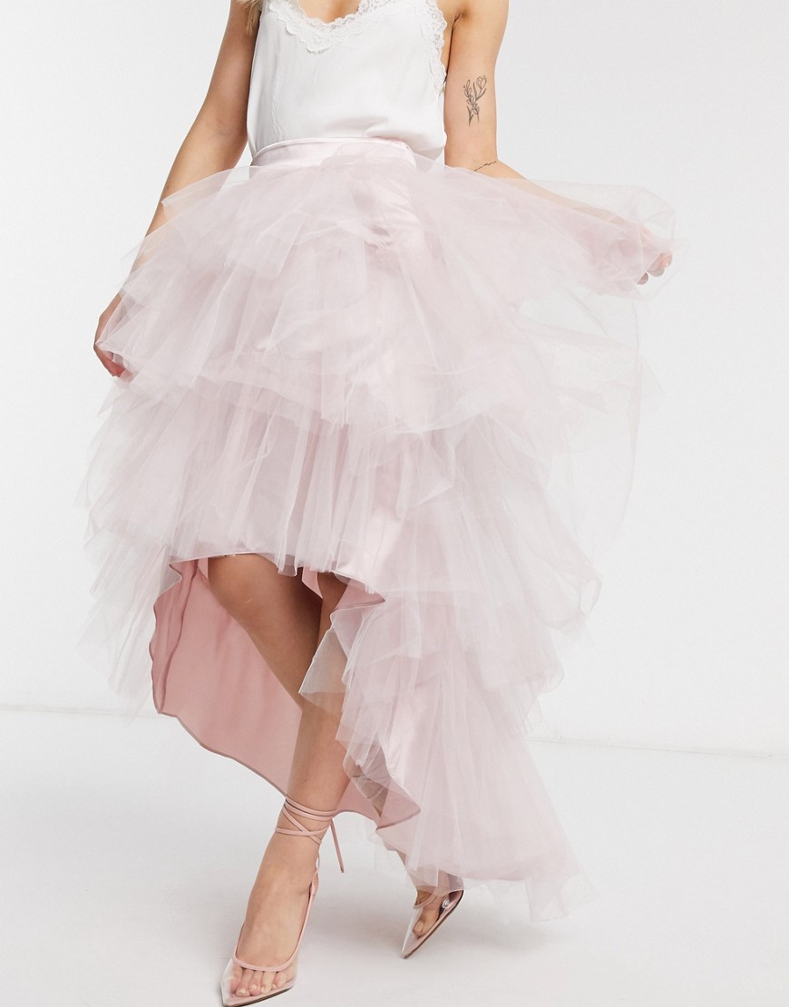 Chi Chi London – Minkfärgad panelsydd kjol-Rosa