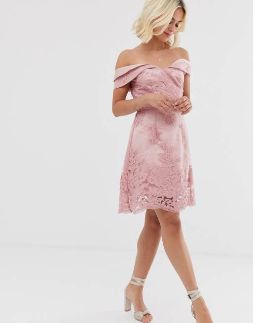 Chi chi london pink hotsell bardot dress