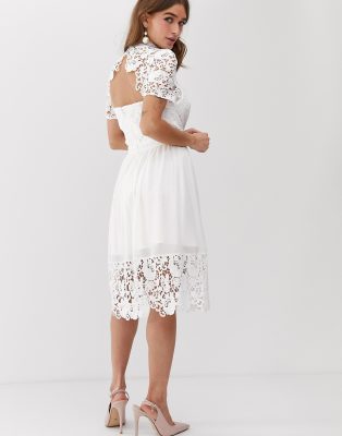chi chi london crochet lace skater dress with crochet insert