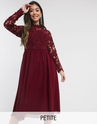 maroon long dress with sleeves