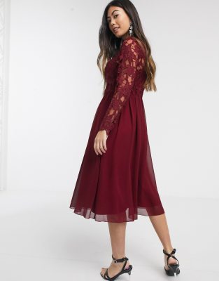 maroon embroidered dress