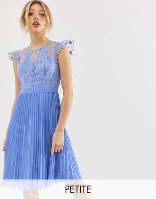 chi chi london lace top midi dress with pleated skirt