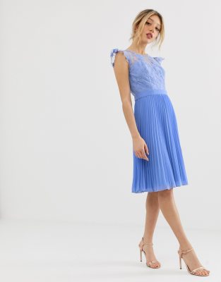 chi chi london lace top midi dress with pleated skirt