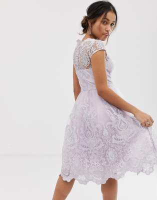 asos premium lace midi skater dress