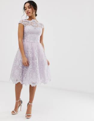 asos premium lace midi skater dress