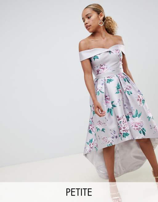 Chi Chi London Petite printed sweetheart bandeau midi dress