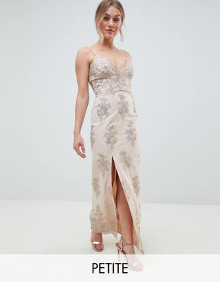 chi chi london scallop plunge maxi prom dress