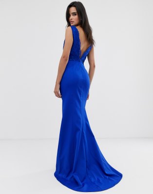 royal blue lace maxi dress