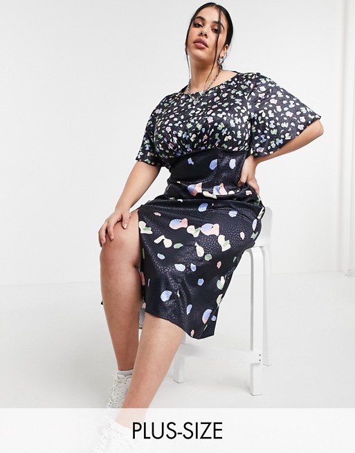 Chi Chi London Plus floral dress in navy
