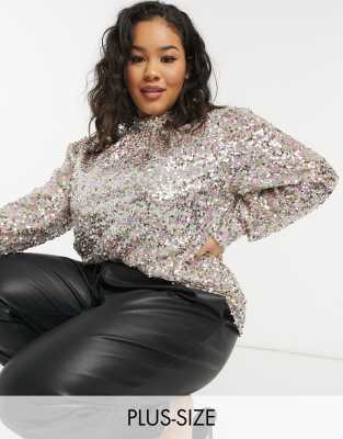 high neck sequin top