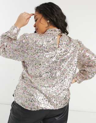 high neck sequin top