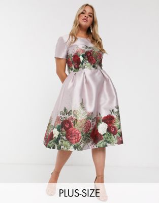 Chi Chi London Plus midi dress in 