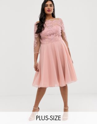 pink midi dress plus size