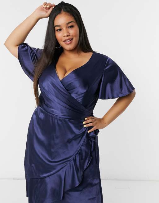 Navy wrap outlet dress plus size