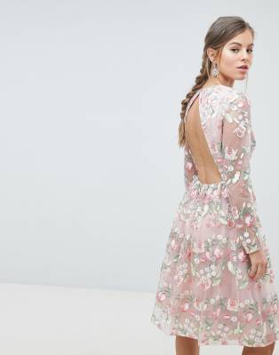 chi chi floral embroidered midi dress