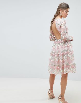 chi chi floral embroidered midi dress