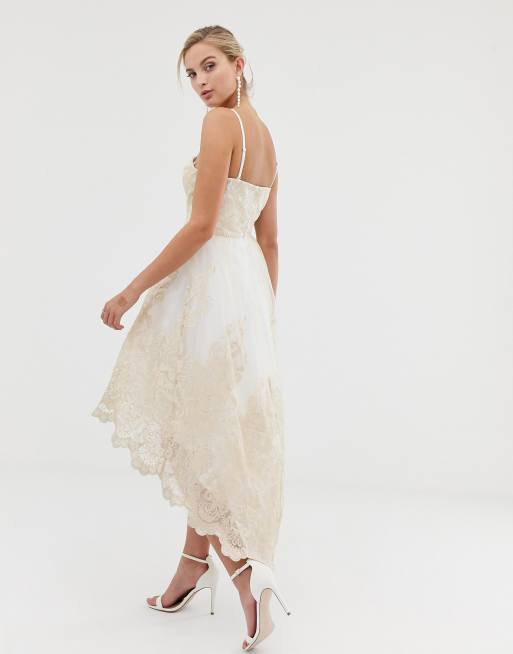 Premium Lace Backless Wedding Dress in White – Chi Chi London