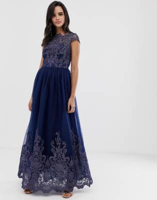 navy blue maxi evening dress