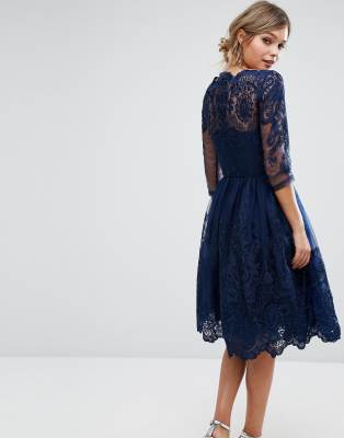 chi chi london navy lace midi dress