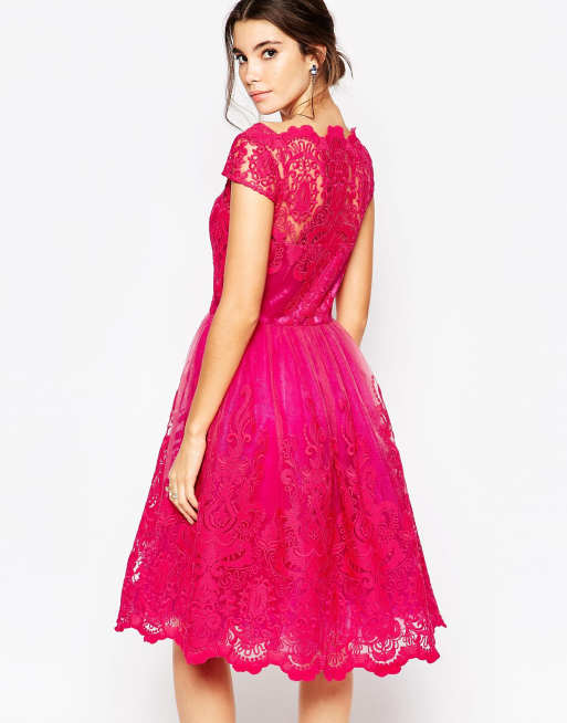 Asos premium lace midi skater dress best sale