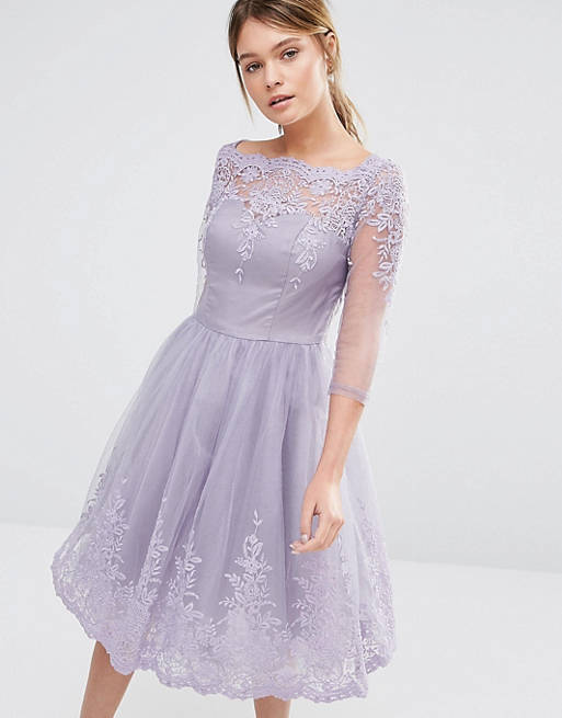 Chi Chi London Premium Lace Midi Prom Dress With Sleeve | ASOS