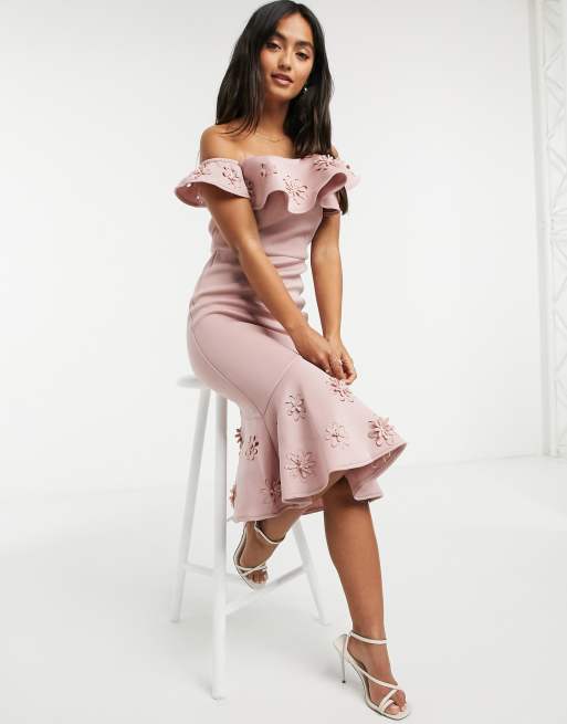 Chi chi london 2025 pink bardot dress