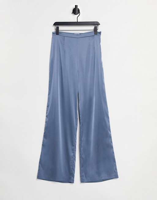 Chi Chi London satin tie trousers in blue