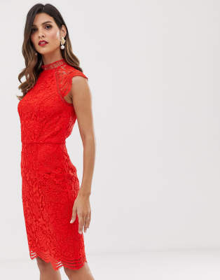 asos red lace dress