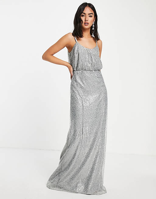 Chi Chi London sequin dress in silver