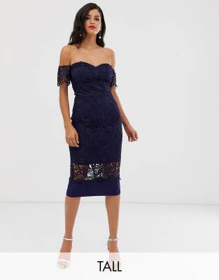 chi chi london lace bardot midi dress