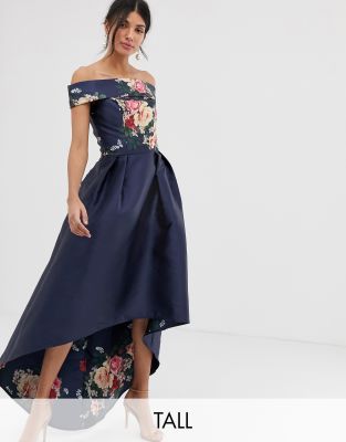 navy floral formal dress