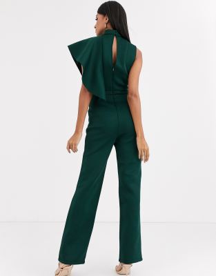 green high neck jumpsuit