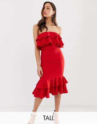 red jersey midi dress