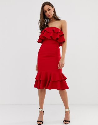 red jersey midi dress